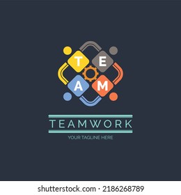 team work connection people logo design template for brand or company and other