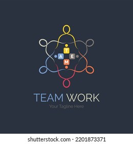 team work connection people logo design template for brand or company and other
