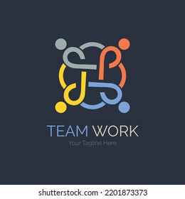 team work connection people logo design template for brand or company and other