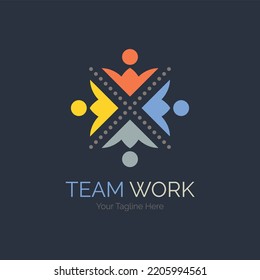 Team Work Connection People Logo Design Stock Vector (Royalty Free ...