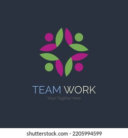 team work connection people logo design template for brand or company and other