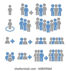 team work, crowd icon set