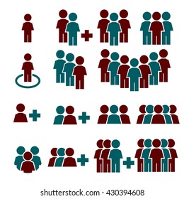 team work, crowd icon set