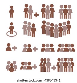 team work, crowd icon set