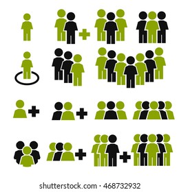 team work, crowd icon set