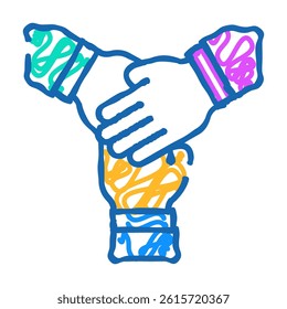 team work doodle icon sketch vector. team work sign. isolated symbol illustration