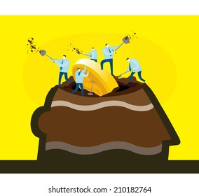 Team work: Find the gold in the brain by digging.