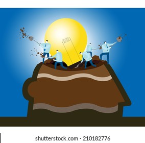 Team work: Find the idea in the brain by digging.