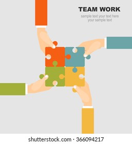 Team Work Flat Concept Vector Illustration.Concept for web banner and promotional material.
