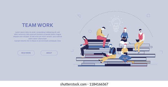 Team work - flat design style colorful banner