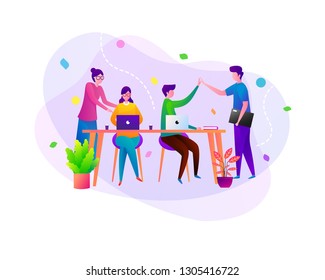 Team work flat illustration