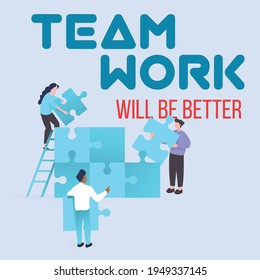 Team Work Flat Illustration Quotes Stock Vector (Royalty Free ...