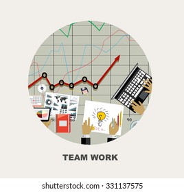 Team work with Flat style.