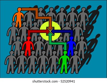 team at work with four persons in communication