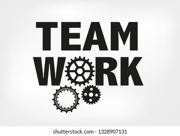 Team Work Gears Black Text Stock Vector (Royalty Free) 1328907131