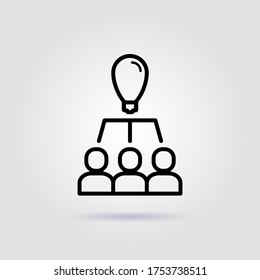 Trabajo en equipo. Icono de línea de idea general sobre fondo gris