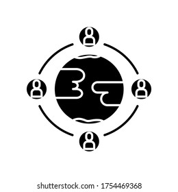 Team work. Global engagement black icon on white background