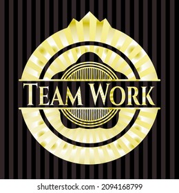 Team Work gold emblem or badge. Vector Illustration. Detailed. 