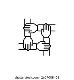 Team work hand gesture vector icon. Hand gesture icon line style. perfect use for logo, presentation, website, and more. modern icon design outline style