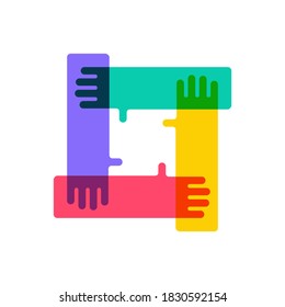 mano de trabajo de equipo sujetándose mutuamente la ilustración del vector del logotipo