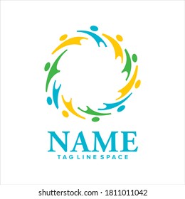 Team Work Human Chain in Circle Vector Logo-Grafik
