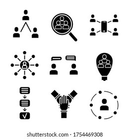 Team work icon black set on white background