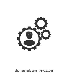 Team work icon. Business, human resource sign. Looking for talent. Search man vector icon. Job search icon on white background