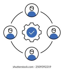 Design de ícone de trabalho em equipe. Representa Colaboração, Gerenciamento De Tarefas, Eficiência E Execução De Projetos. Ícone de vetor com Traço editável.