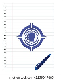 dibujo de icono de trabajo de equipo (trazos de lápiz). Tinta azul. Ilustración vectorial. Detallado. 