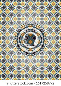 team work icon inside arabesque badge background. arabic decoration.