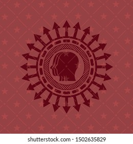 team work icon inside badge with red background