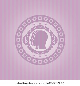 icono de trabajo en equipo con placa de fondo rosa