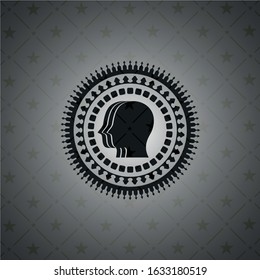 team work icon inside black badge