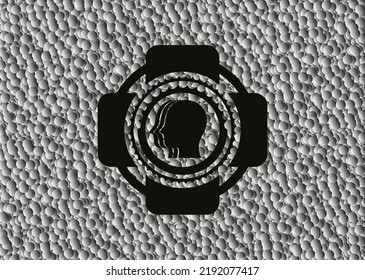 Team arbeitet Symbol in schwarzem Emblem mit Blasenhintergrund. Jahrgang. Vektorgrafik. Detaillierte Angaben. 
