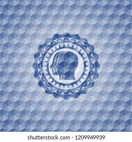 team work icon inside blue hexagon badge.