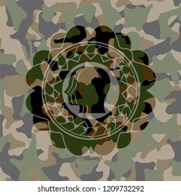 team work icon inside camo texture