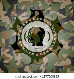 team work icon inside camouflage texture