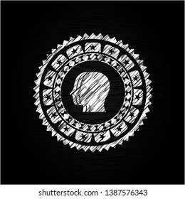team work icon inside chalk emblem