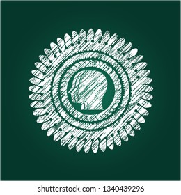 team work icon inside chalkboard emblem