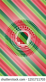 team work icon inside christmas colors badge.