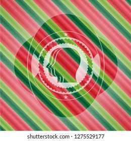 team work icon inside christmas style emblem.