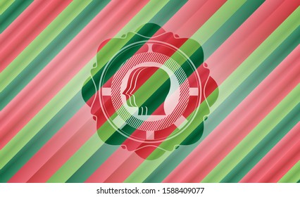 team work icon inside christmas emblem.