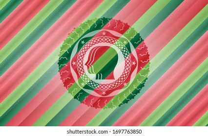 team work icon inside christmas colors badge.