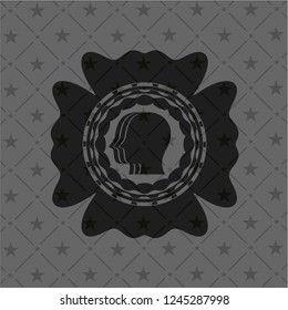 team work icon inside dark badge or emblem