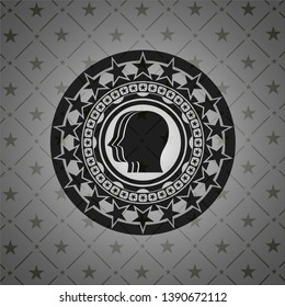 team work icon inside dark badge or emblem