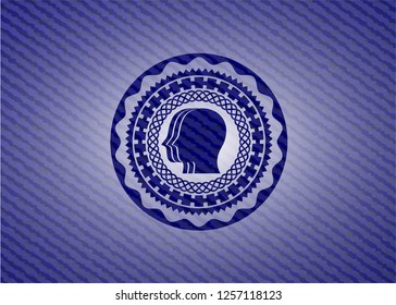 team work icon inside emblem with jean high quality background