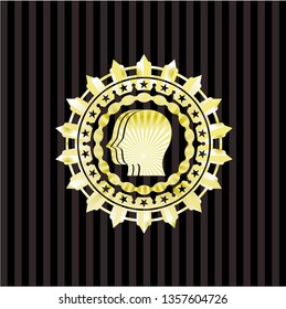team work icon inside gold shiny emblem