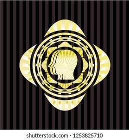 team work icon inside golden badge