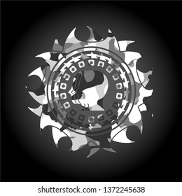team work icon inside grey camo emblem