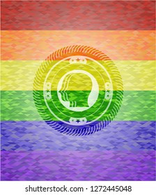 team work icon inside lgbt colors emblem 